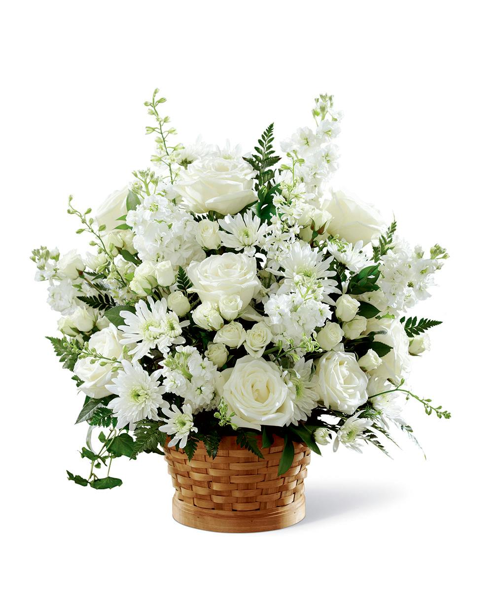 Heartfelt Condolences White Funeral Arrangement | The Frugal Flower ...